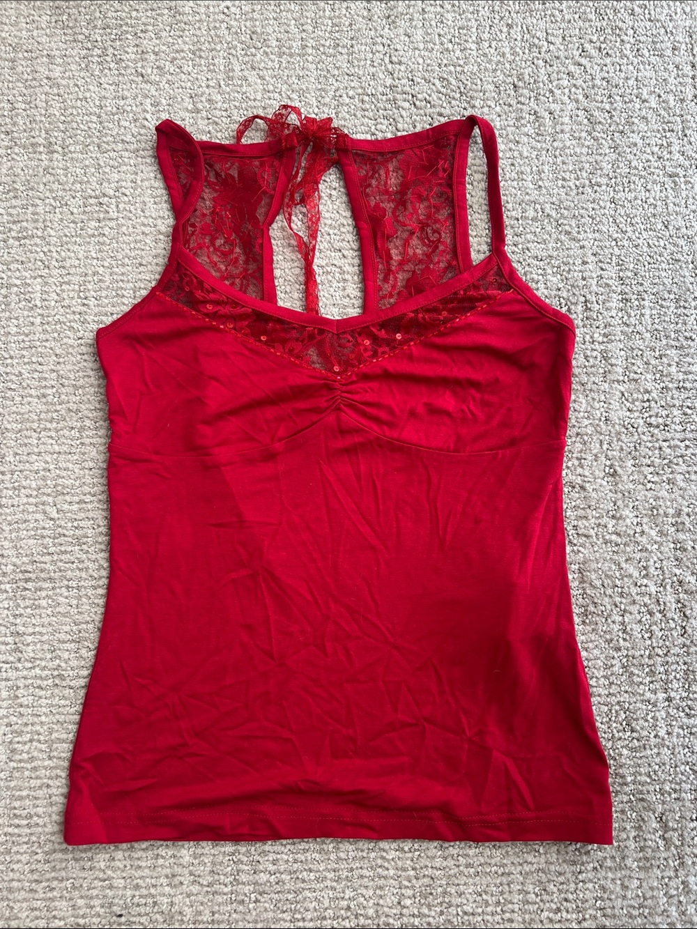 Vero Moda Red Lace-Back Camisole Tank
